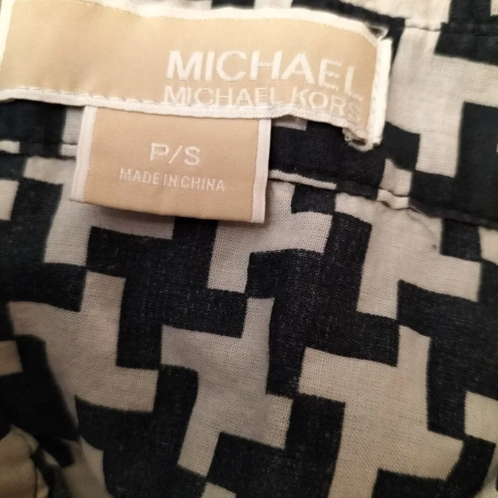 (013) Michael Kors Black & White Button Front Cotton Shirt Size S